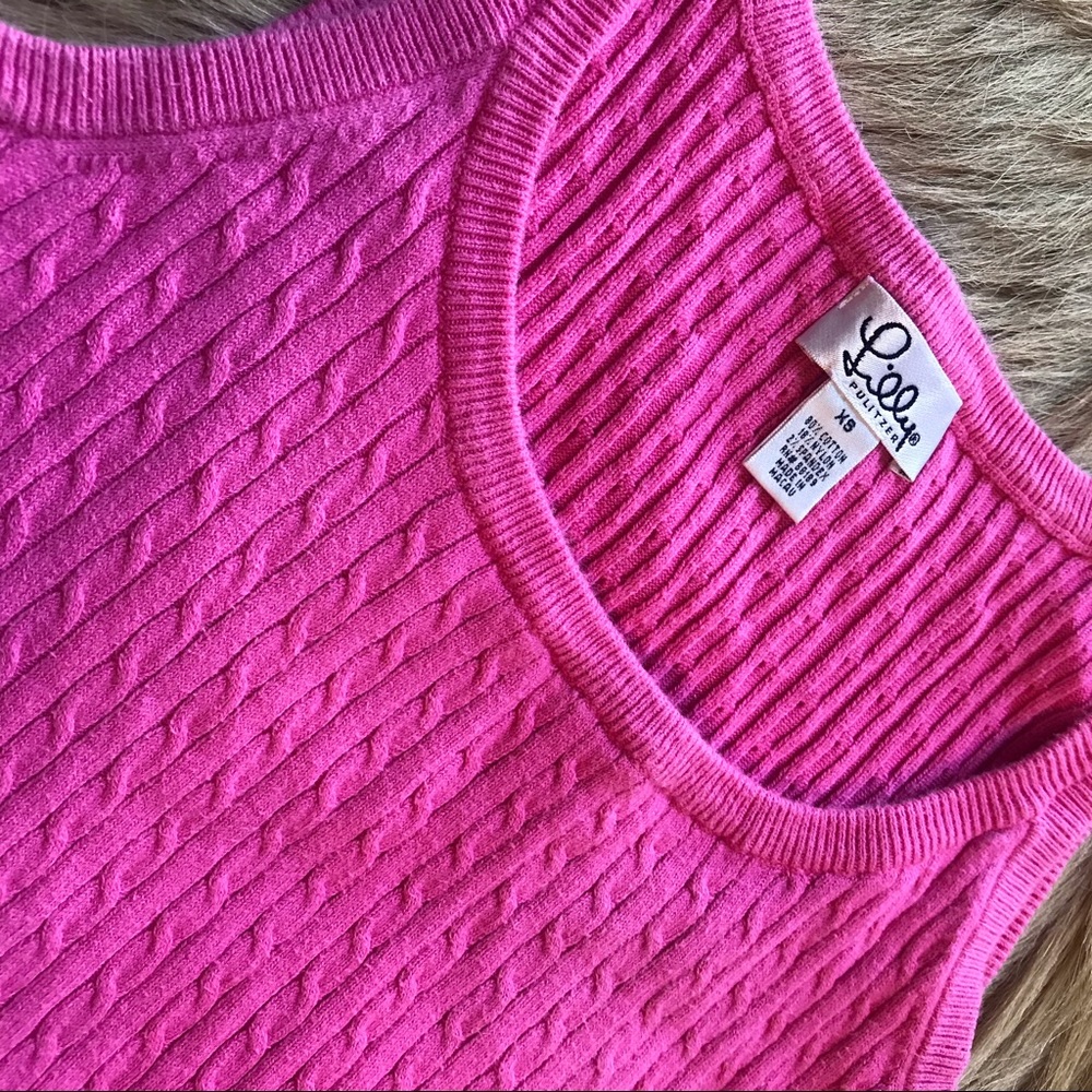 Lilly Pulitzer Pink Cable Knit Sweater Tank